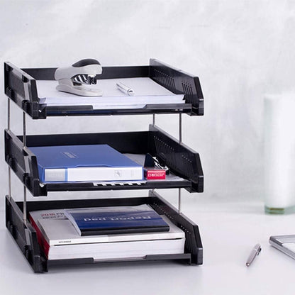 3 Layer File Tray Rack ABS Plastics | Foldable Office Desk Accessories